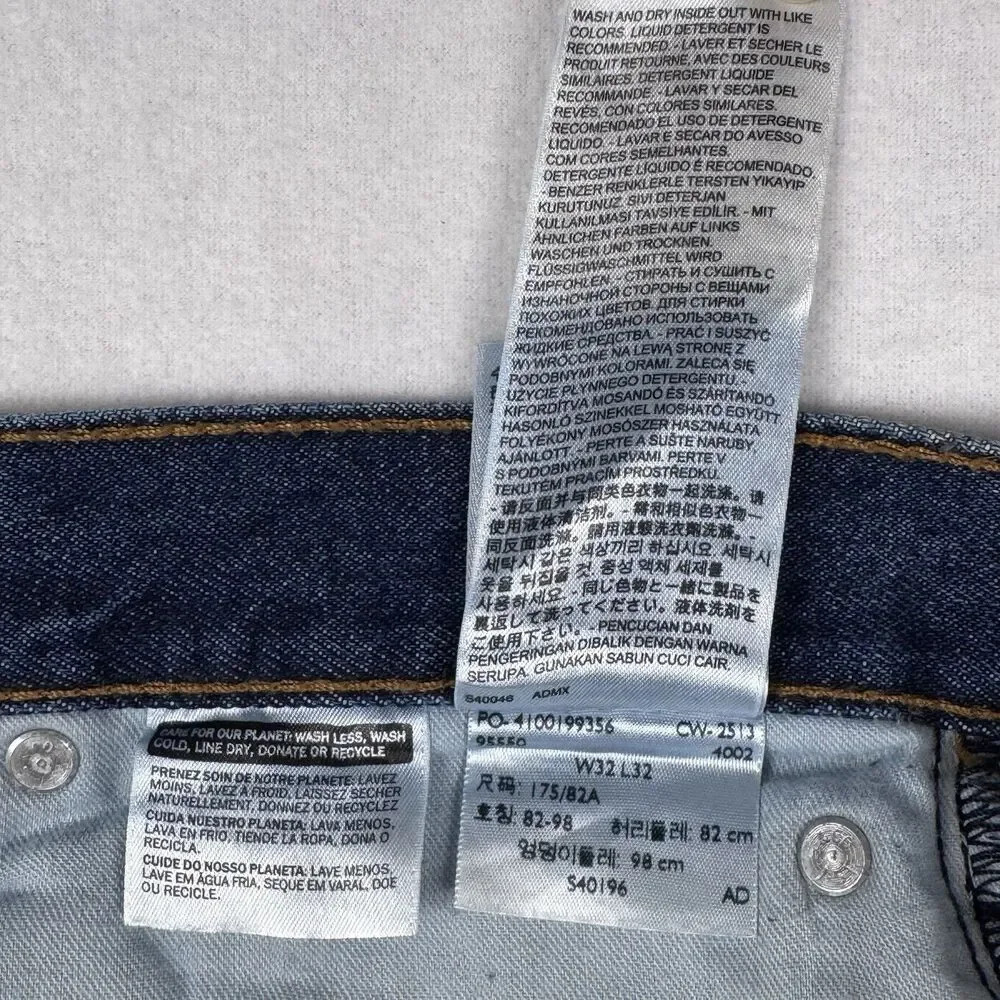 Levi's 505 Men's Jeans Size 32 Blue Regular Straight Denim 100% Cotton